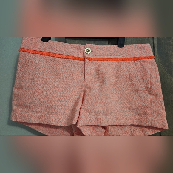LILLY PULITZER 3" Walsh Textured Shorts In Coral/white. Fringe Detail. Size 4 - Picture 12 of 14